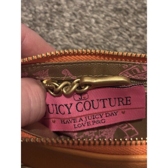 Vintage Juicy Couture Baguette Shoulder Bag Orange Leather Chain Y2K - Picture 5 of 8